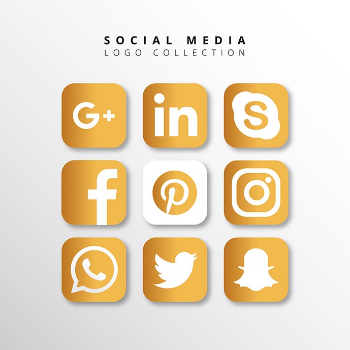 آیکون طلایی و براق شبکه‌های اجتماعی