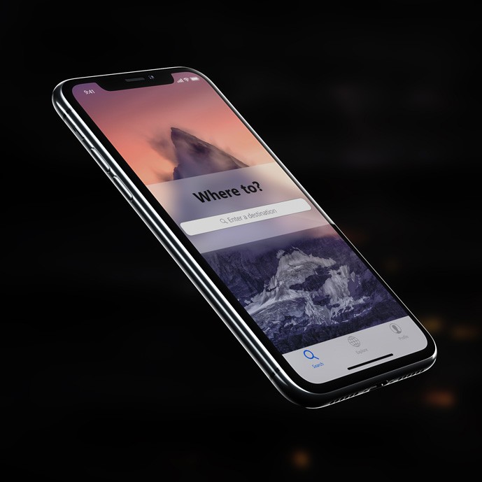 دانلود موکاپ سه بعدی iPhone X در زمینه مشکی