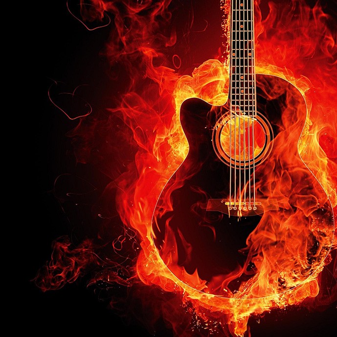 دانلود عکس با کیفیت گیتار آتش گرفته