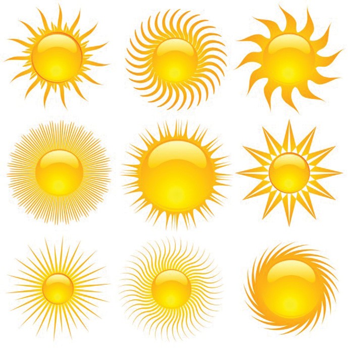 دانلود وکتور 9 مدل مختلف خورشید