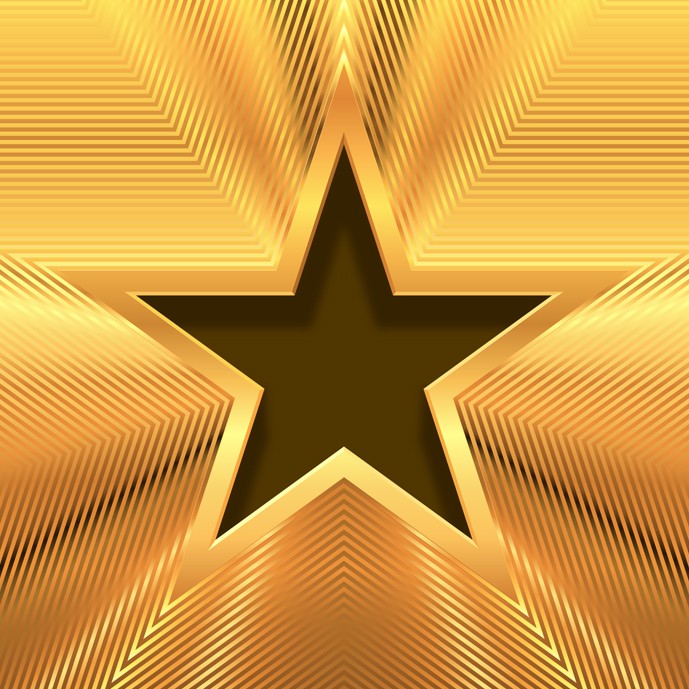 دانلود وکتور ستاره توخالی در زمینه فلزی طلایی