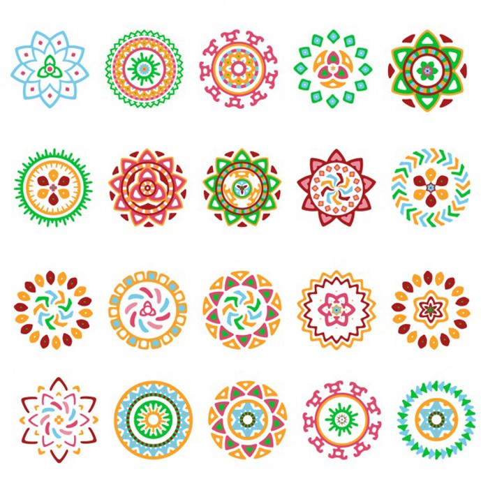 دانلود مجموعه 20 وکتور تزئینی دایره ای با رنگ های شاد