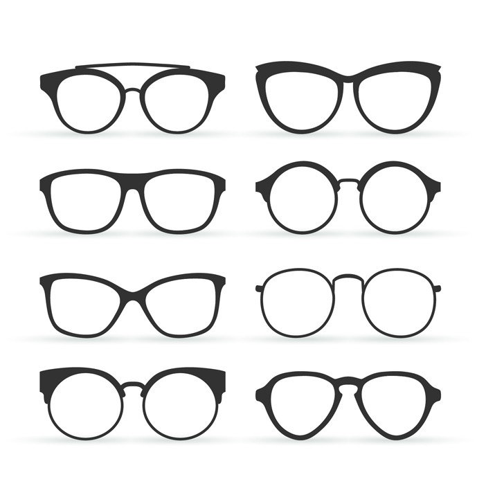 دانلود وکتور مجموعه فریم های مختلف عینک به صورت تک رنگ