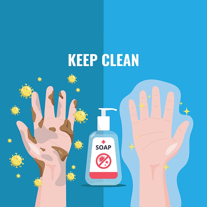 وکتور اثر شستشوی دست بر از بین بردن ویروس کرونا