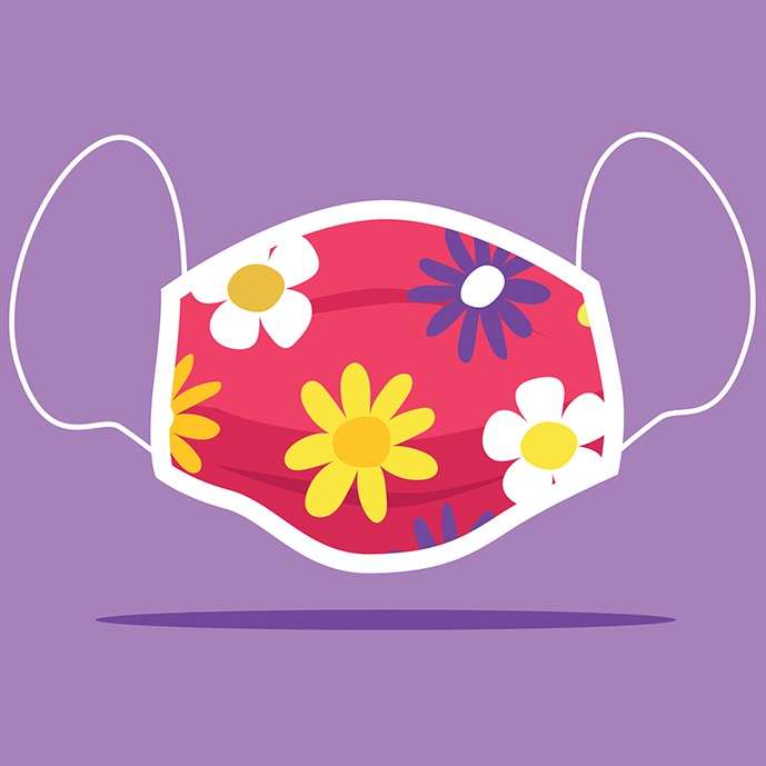 وکتور ماسک صورتی با طرح گل‌های بهاری